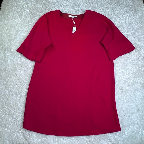 NWT Trina Turk Delia Red V-Neck Dress Large - Picture 5 of 12
